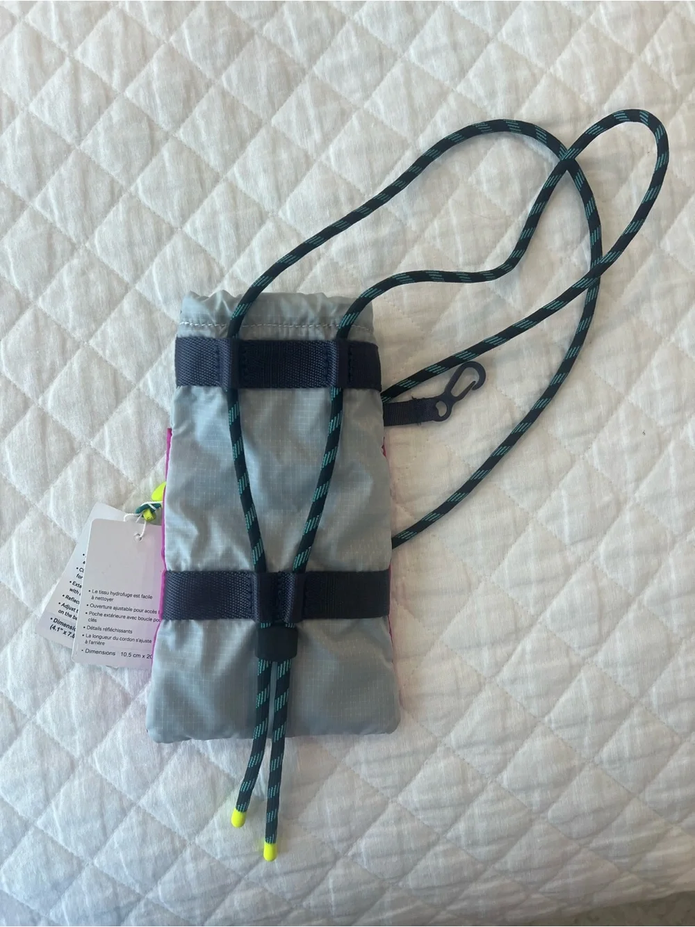 lululemon athletica Pink and Gray Drawstring Crossbody Pouch